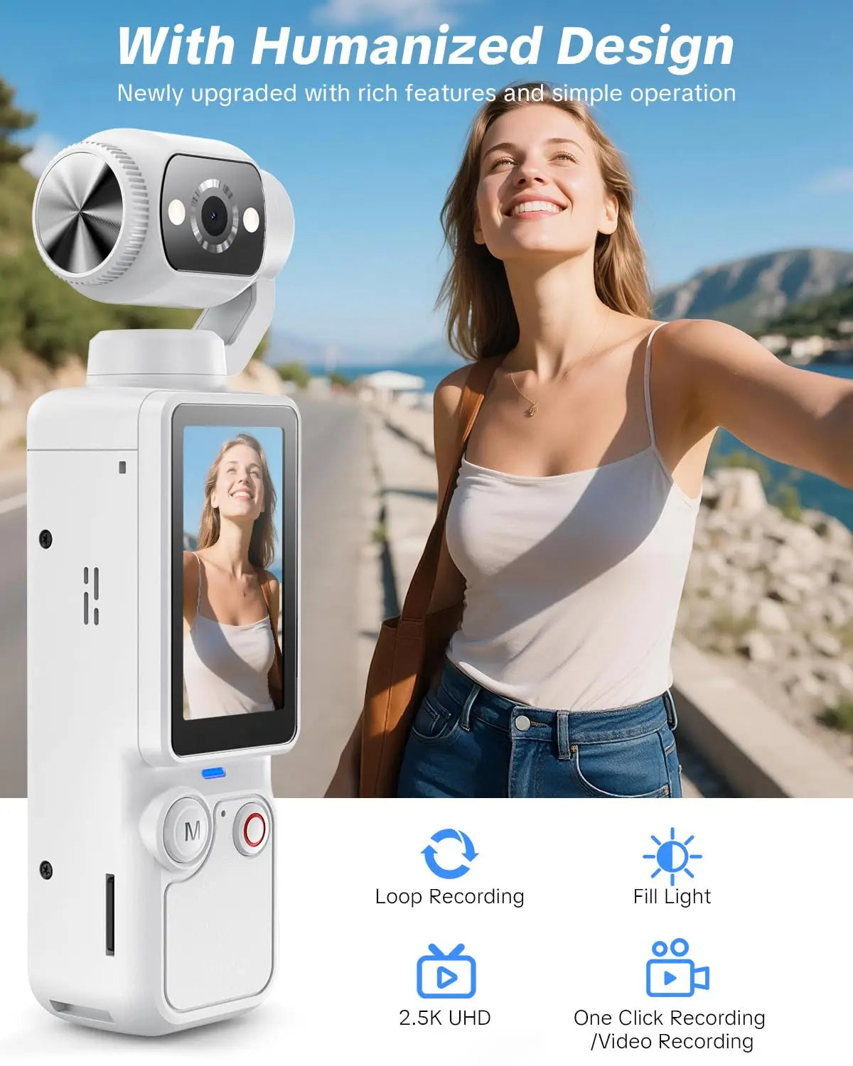 2026 New Portable 1MP Digital Camera with 4K Video, 16x Zoom & 180° Rotating Lens - Night Mode, Autofocus, Flash - Supports 32GB SD Card, 2000mAh Battery - Ideal Halloween Christmas Gift - Perfect for Travel & Portraits